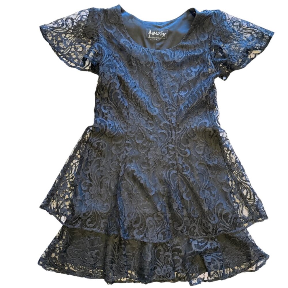 🖤Whimsigoth 90s Black Lace Mini Dream Dress🖤 - Picture 2 of 9